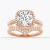 925 Sterling Silver Four Prongs Pave Halo Diamond Engagement Ring - Image 20
