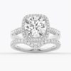 925 Sterling Silver Four Prongs Pave Halo Diamond Engagement Ring - Image 21