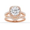 925 Sterling Silver Four Prongs Pave Halo Diamond Engagement Ring - Image 26
