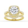 925 Sterling Silver Four Prongs Pave Halo Diamond Engagement Ring - Image 27