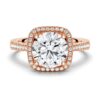 925 Sterling Silver Four Prongs Pave Halo Diamond Engagement Ring - Image 3