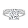 925 Sterling Silver French Pave Cushion Cut Diamond Engagement Ring