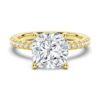 925 Sterling Silver French Pave Cushion Cut Diamond Engagement Ring - Image 2