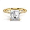 Sterling silver ring with hidden halo sparkle and prong setting