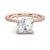 Delicate 1.5mm engagement ring with polished rhodium finish