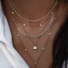 Sterling silver necklace featuring premium CZ diamonds in baguette settings