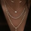 Diamond necklace with thick gold plating and a polished finish
