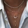 Sterling silver necklace with a 4.75-inch diamond section