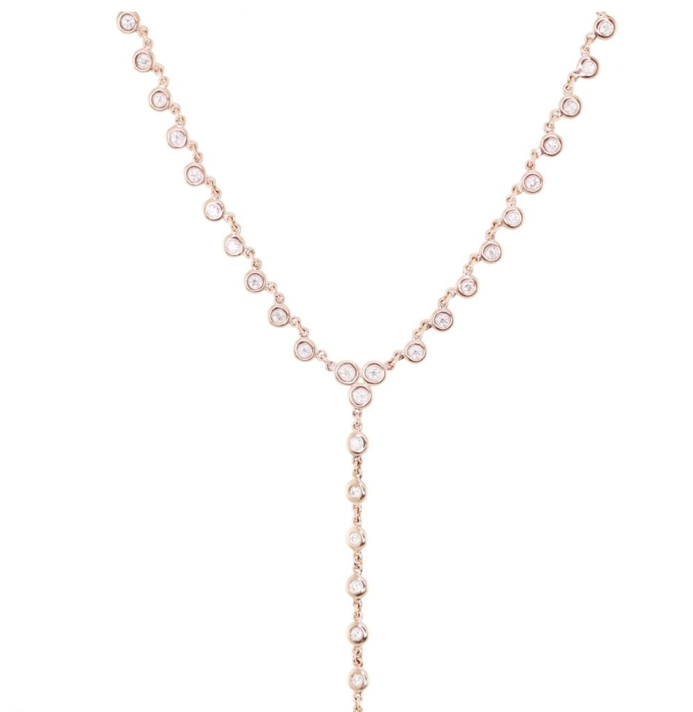 925 Sterling Silver Full Diamond Bezel Lariat Necklace