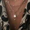 925 Sterling Silver Full Diamond Love Lock Necklace On Paperclip Chain - Image 2