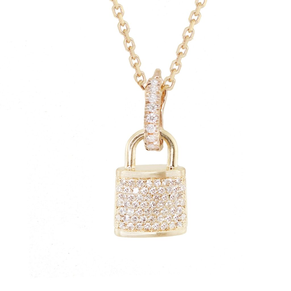 925 Sterling Silver Full Diamond Love Lock Necklace