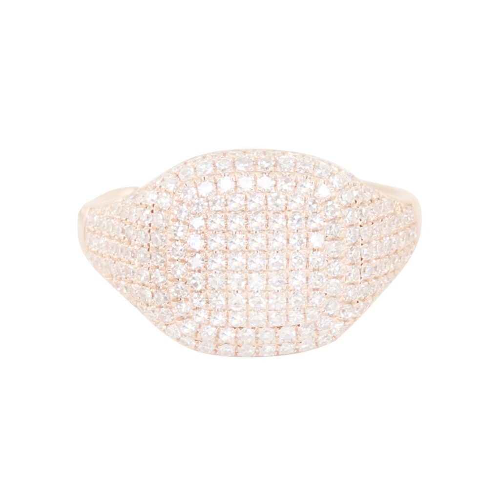 925 Sterling Silver Full Diamond Pinky Signet Ring