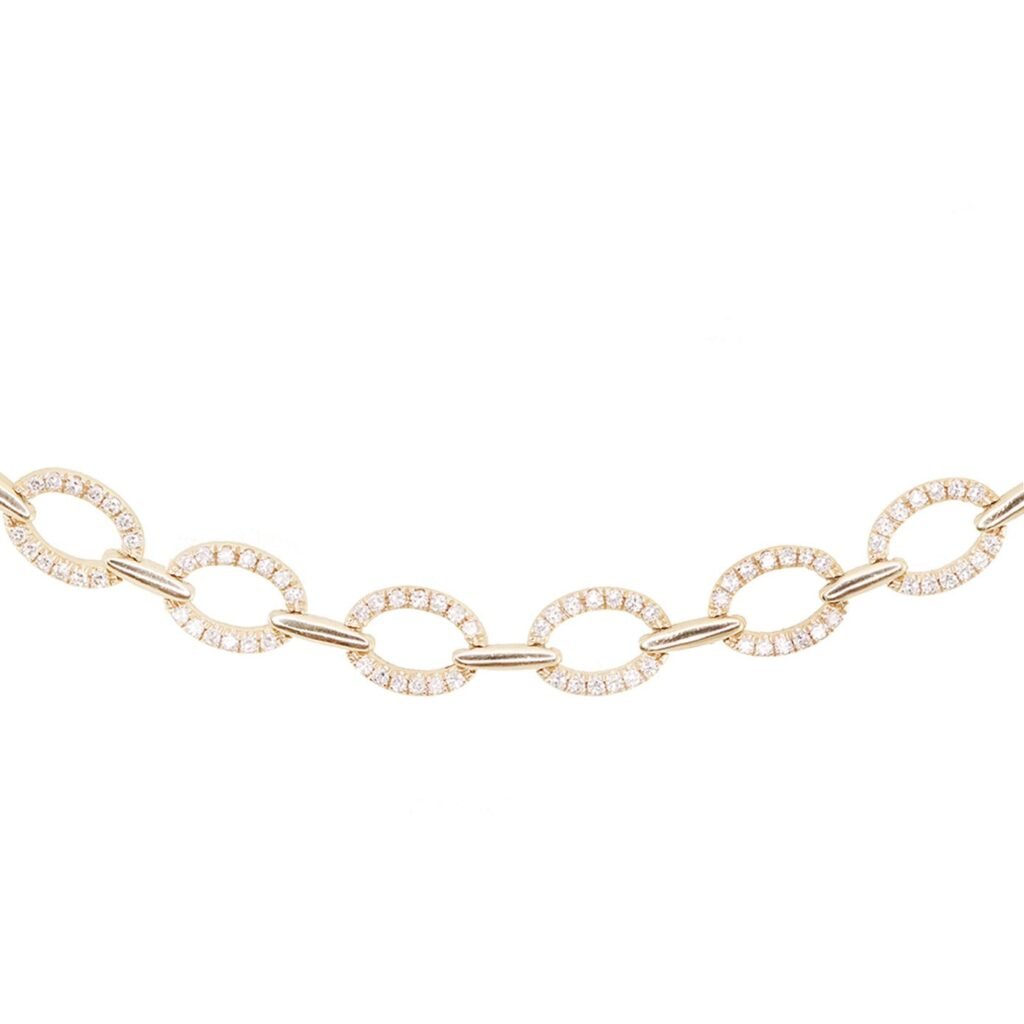 925 Sterling Silver Full Diamond Rounded Link Bracelet