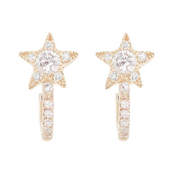 925 Sterling Silver Full Diamond Starburst Hoop Earrings