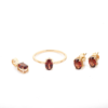 925 sterling silver combo set ring with oval garnet stone
