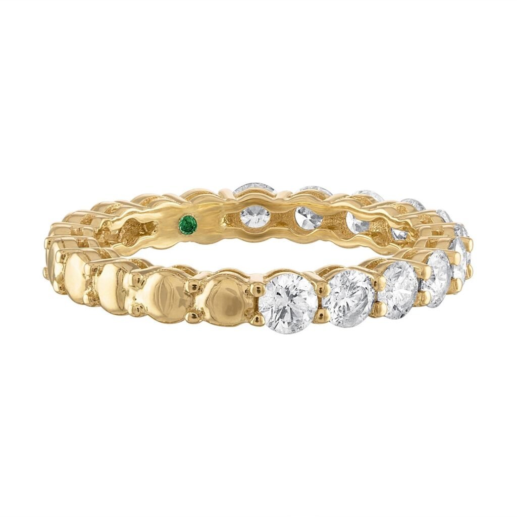 925 Sterling Silver Gemini Goldstone Diamond Eternity Band