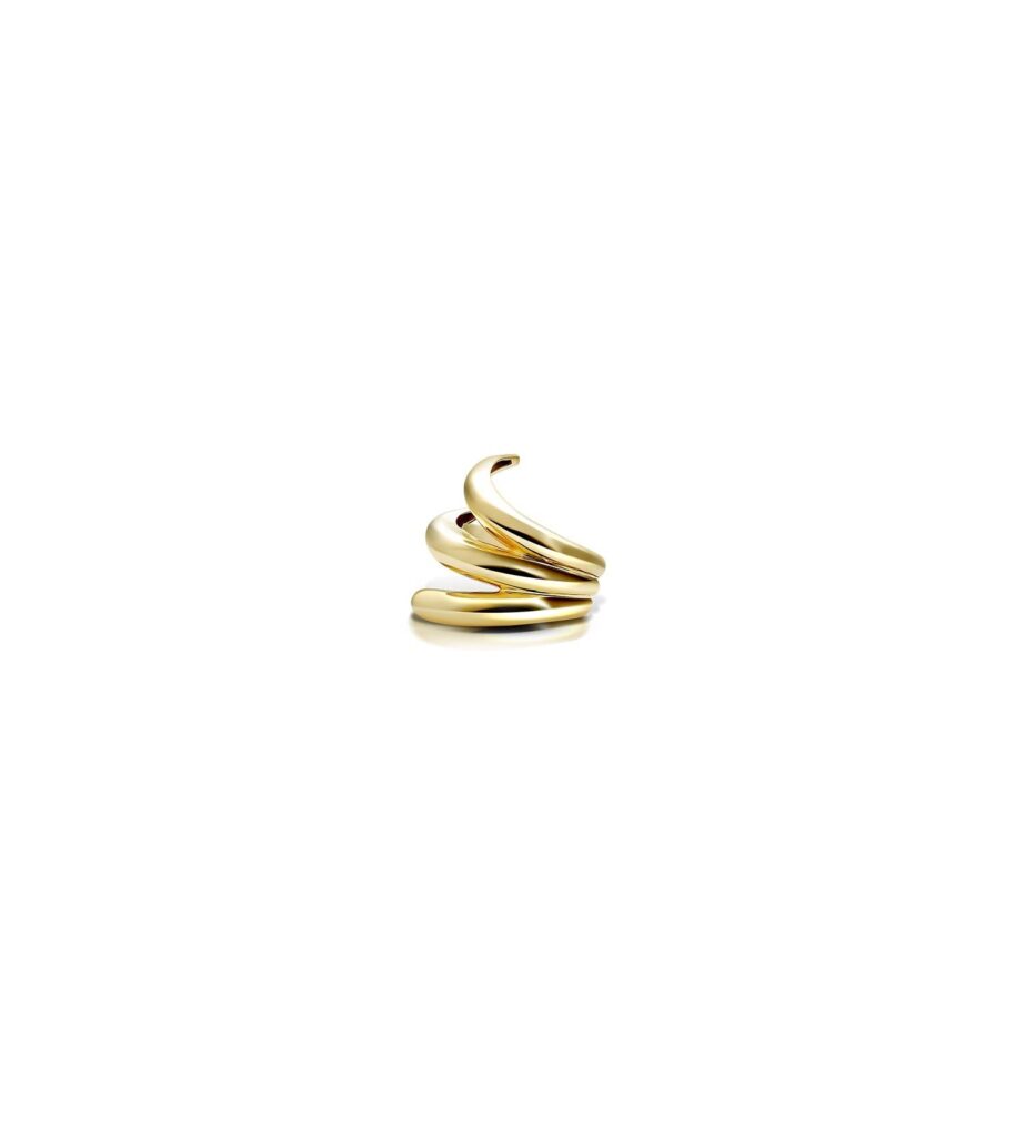 925 Sterling Silver Gloss Strokes Mini Yellow Ear Cuff