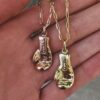 925 Sterling Silver Golden Glove Diamond Necklace - Image 2