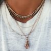 925 Sterling Silver Golden Glove Diamond Necklace - Image 4
