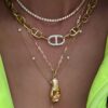 925 Sterling Silver Golden Glove Diamond Necklace - Image 5