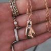 925 Sterling Silver Golden Glove Diamond Necklace - Image 7