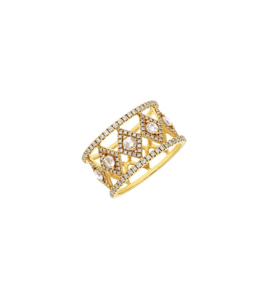 925 Sterling Silver Golden Manifest Diamond Ring
