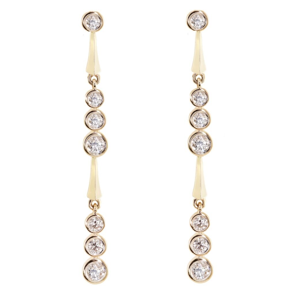 925 Sterling Silver Graduated Diamond Bezel Drip Earrings