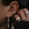 925 Sterling Silver Graduated Diamond Bezel Drip Earrings - Image 2