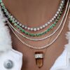 925 Sterling Silver Graduated Diamond Scalloped Bezel Tennis Necklace - Image 4