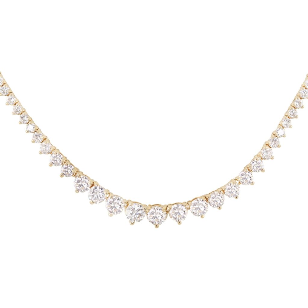 925 Sterling Silver Graduated Round Diamond Tennis Necklace
