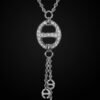 Diamond accent necklace with layered silhouette and structured link details