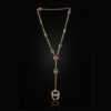 Sterling silver lariat necklace with linked diamond-accented design