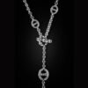 Modern lariat necklace with structured layered effect