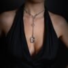Lariat necklace with pave-set premium CZ diamond stations