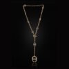 Diamond-accented lariat necklace with toggle closure and layered look