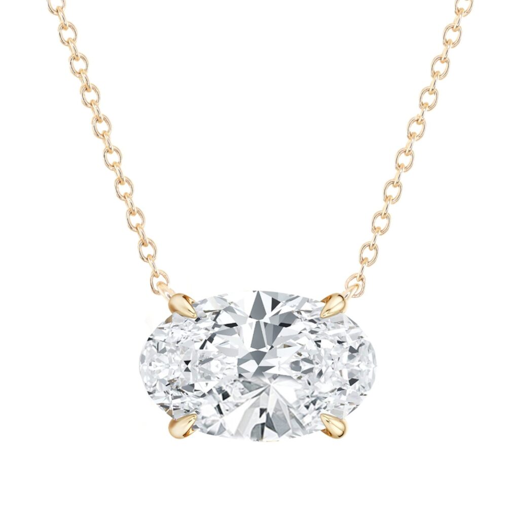 925 Sterling Silver Grande Oval Diamond Solitaire Necklace