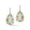 925 Sterling Silver Green Amethyst Pear Diamond Drop Earrings