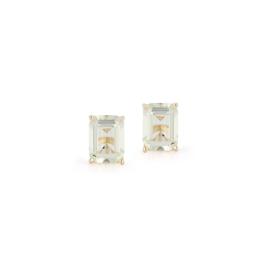 925 Sterling Silver Green Amethyst Stud Earrings
