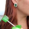 925 sterling silver earrings with green zircon and white zircon details