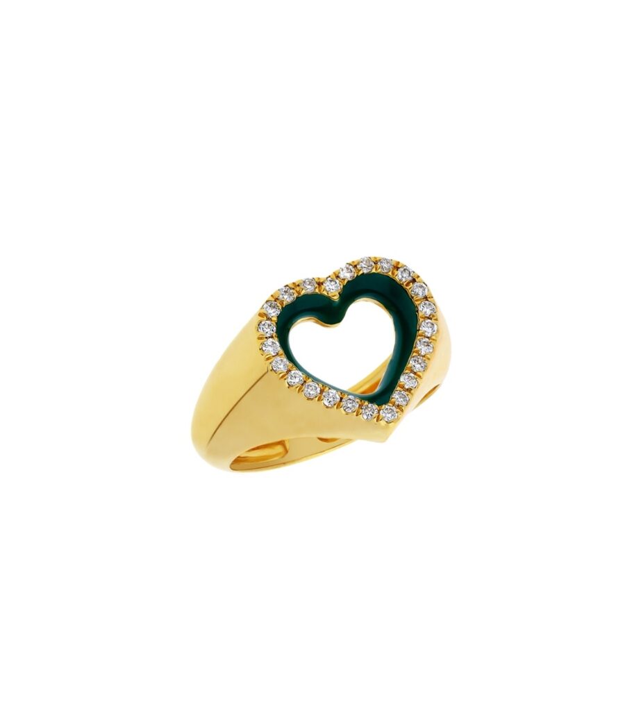 925 Sterling Silver Green Halo Love Diamond Ring