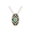 925 Sterling Silver Green Shield Emerald Diamond Pendant