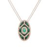 925 Sterling Silver Green Shield Emerald Diamond Pendant - Image 5