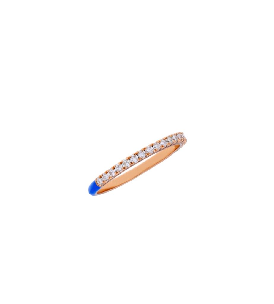 925 Sterling Silver Half Diamond Blue Ring