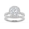 925 Sterling Silver Half Eternity Cushion Cut Diamond Halo Engagement Ring - Image 19
