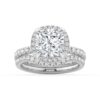 925 Sterling Silver Half Eternity Cushion Cut Diamond Halo Engagement Ring - Image 24