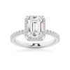 925 Sterling Silver Half Eternity Emerald Cut Diamond Halo Engagement Ring