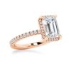 925 Sterling Silver Half Eternity Emerald Cut Diamond Halo Engagement Ring - Image 12