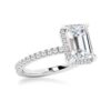 925 Sterling Silver Half Eternity Emerald Cut Diamond Halo Engagement Ring - Image 4