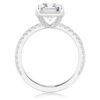 925 Sterling Silver Half Eternity Emerald Cut Diamond Halo Engagement Ring - Image 5