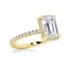 925 Sterling Silver Half Eternity Emerald Cut Diamond Halo Engagement Ring - Image 8